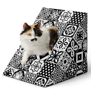簡単な組み立て折りたたみ式紙品質の猫の引っかき段ボールの家