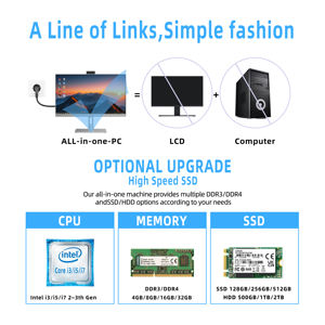 Ordinateur tout-en-un à vente chaude, 23,8 pouces, PC tout-en-un, i3 i5 i7, ordinateur <span class=keywords><strong>de</strong></span> bureau <span class=keywords><strong>de</strong></span> jeu, tout-en-un, pour les entreprises, le jeu, l'éducation - Product Image 5
