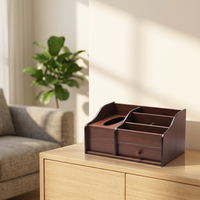 Organisateur de bureau en bois multifonctionnel avec boîte de rangement pour mouchoirs et tiroir pour le bureau et le rangement de dossiers