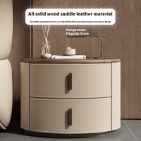 2025 moderne Simple selle en cuir Table de chevet conception de Grain de bois respectueux de l'environnement Durable chambre stockage tables de chevet