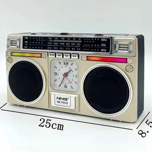 AM/FM/SW 3 BANDS RADIO WITH USB/WIRELESS CONNECTIONS PLAYER SOLAR PANEL PORTABLE RETRO RADIO WITH CLOCK OUTDOOR RADIO