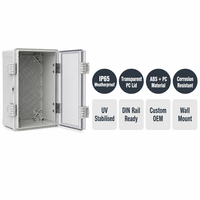 Boîtier Électrique Extérieur Étanche Wanbo-503 IP65 en ABS Gris avec Couvercle Transparent en PC et Verrouillage à 4 Clips pour Rail DIN, OEM