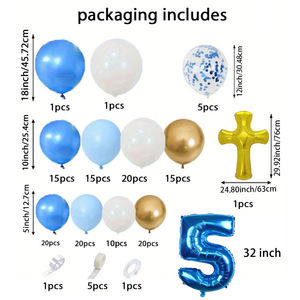 Bleu blanc or ballons anniversaire bébé garçon pleine lune dieu bénisse fête décoration ballon <span class=keywords><strong>ensemble</strong></span> pour bébé douche baptême fête - Product Image 4