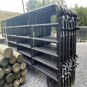 Panel de Corral portátil, 12 pies, tubo redondo de 6 barras 1-3/4 pulgadas O.D Paneles negros de 12 pies en línea - Product Image 1