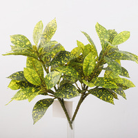 Ranting Dekoratif Buatan Ramah Lingkungan dari Plastik PVC, Daun Croton & Pittosporum Tobira, untuk Lanskap Dalam Ruangan