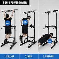 Station de barre de traction la mieux notée - Tour de musculation réglable pour tractions, dips et entraînements complets du corps