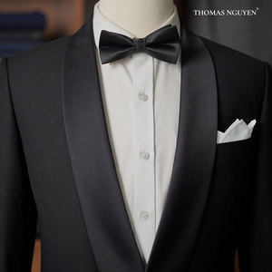 2025 đám cưới TUXEDO người đàn ông phù hợp với màu đen sư tử trái tim phù hợp với áo khoác và quần Lovey Dovey Bộ sưu tập được thực hiện tại Việt Nam - Product Image 3
