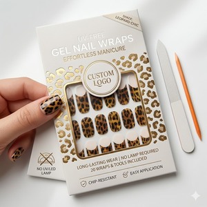 Faux ongles adhésifs en gel brillant motif léopard, sans UV et non toxiques, vente en gros pour <span class=keywords><strong>les</strong></span> magasins de glamour à fort volume de vente - Product Image 1