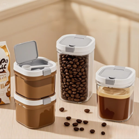 Conteneur de rangement pour garde-manger, hermétique, rectangulaire, en plastique moulé par injection, écologique, pour grains de café, avec cuillère magnétique