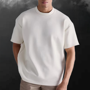Wholesale Knitted <b>Plain</b> Vintage Oversized Heavyweight T-shirt 280Gsm 100% Cotton High Quality Eco-Friendly Blank Printed Print - Product Image 1