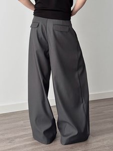 Pantalones de Primavera y Otoño para <span class=keywords><strong>Hombre</strong></span> y Mujer, Estilo Americano, Vintage, Casual, Holgados, con Pliegues, de Tela para Traje - Product Image 4