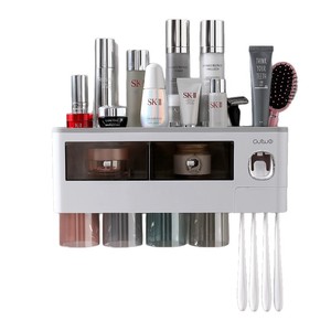 Support mural magnétique sans perçage pour brosses à dents en plastique, le plus vendu, avec distributeur de <span class=keywords><strong>dentifrice</strong></span> intégré - Product Image 5