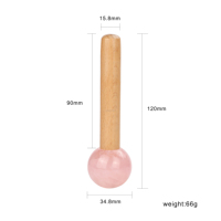 Rodillo Facial de Cuarzo Rosa Natural con Mango de Madera, Masajeador Corporal de Jade, Martillo de Masaje Facial con Bola de Hielo