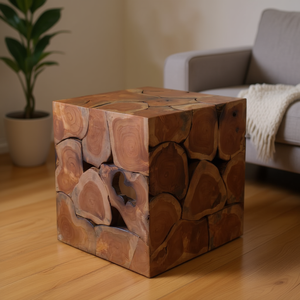 Sgabello in Legno di Teak Massiccio Marrone Rustico Moderno per Soggiorno Uso Domestico - Product Image 2