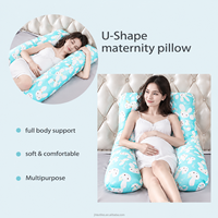 Oreiller de grossesse en coton en forme de U, imprimé lapin mignon, coussin de maternité pour le corps, soutien pour l'allaitement des femmes enceintes