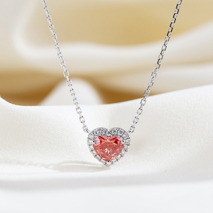 MSN-1038 Anillo de Oro Blanco de 9K con Diamante Rojo de Corte Corazón Cultivado en Laboratorio, Joyería Romántica para Mujer - Product Image 1