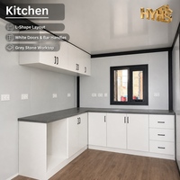 Maison conteneur extensible moderne de luxe 40 pieds, cadre noir, jaune désert, étanche et résistante au vent, idéale pour hôtel, bureau, école, garantie 5 ans
