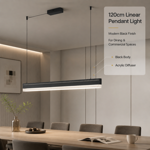 โคมไฟเพดาน LED โมเดิร์น 120 ซม. ปรับความสว่างได้ พร้อมรีโมทคอนโทรล วัสดุเหล็ก อลูมิเนียม อะคริลิค ปรับความสูงได้ เหมาะสำหรับห้องรับประทานอาหาร - Product Image 2