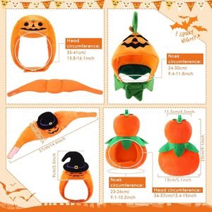 Cute <strong>Cat</strong> Pet Costume Pumpkin Print Solid Cotton Kitten <strong>Halloween</strong> Festival Head Accessory Funny Pumpkin Pet Headgear - Product Image 3