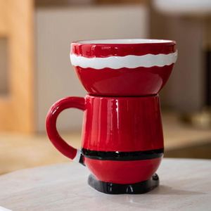 Juego de Tazas y Tazones de Cerámica de Santa Claus, Vajilla Navideña Roja y Blanca, Regalo Decorativo de Navidad para el Hogar - Product Image 4