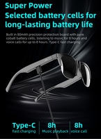 Lunettes Intelligentes Stéréo Sans Fil à Oreille Libre avec Audio 5.4, Double Micro Anti-Bruit et Chargement Type-C