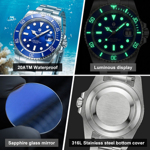 Reloj Mecánico Automático para Hombre con Logotipo de Marca Personalizado, Reloj de Pulsera de Buceo de Lujo de Acero Inoxidable Plateado, Los Mejores <span class=keywords><strong>Relojes</strong></span> para Hombre - Product Image 2