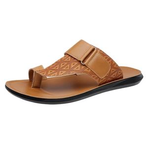 Wholesale High Quality Genuine Leather Men's Walking Shoes Custom Casual Style Comfortable Non-<b>Slip</b> Spring Summer <b>Slides</b> - Product Image 1