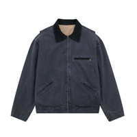 Blouson Bomber Matelassé Vintage Personnalisé Effet Vieilli pour Homme, Veste de Travail d'Extérieur Zippée avec Broderie et Motif Lettres