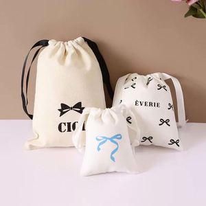 Wholesale Customization Cream Organic Cotton <b>Drawstring</b> Bag Eco-Friendly Cotton Canvas <b>Pouch</b> - Product Image 3