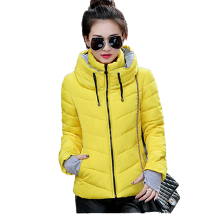 Abrigo Parka Acolchado de Algodón Delgado para Mujer, con Capucha Sólida, Cuello Alto y Cremallera, Material Exterior de Poliéster - Product Image 4