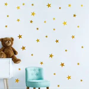 Big and Small Stars Wall Sticker Modern Style Home Decor Gold Star Wallpaper For Kid's Room Bedroom Self-adhesive Wall Decal