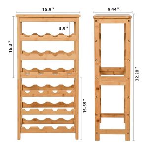 Portabottiglie <span class=keywords><strong>da</strong></span> Terra Autoportante, Scaffali Espositivi <span class=keywords><strong>per</strong></span> Vini con <span class=keywords><strong>Piano</strong></span> d'Appoggio, Portabottiglie in Bambù <span class=keywords><strong>per</strong></span> <span class=keywords><strong>Cucina</strong></span>, Bar e Sala <span class=keywords><strong>da</strong></span> Pranzo - Product Image 2