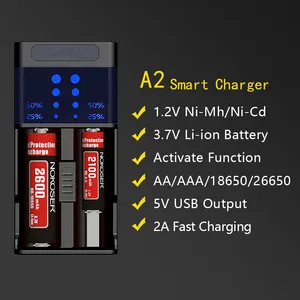 A2 Cargador de batería portátil Power Bank 18650 AA AAA USB Cargador de batería inteligente de voltaje múltiple con activación de batería