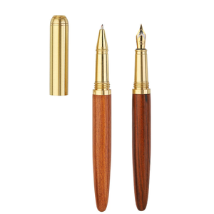 도매 레트로 스포츠 스타일 1.0mm 0.7mm 젤 볼펜 레트로 나무 사인펜 대나무 바디 구리 황동 볼펜 - Product Image 4