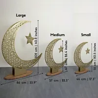 Décoration de table islamique en métal, croissant de lune et étoile, Ramadan Kareem, Eid Mubarak, design Art Déco, tailles et couleurs personnalisables, cadeaux musulmans