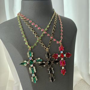 BD-B5272 grand verre cz croix collier mystique coeur chaîne collier merveilleux haute qualité collier bijoux incroyable - Product Image 3