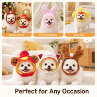 Chapeau ajustable en polyester écologique à imprimé écossais pour animaux de compagnie (chats, chiens, petits animaux) – Idéal pour Noël et le Nouvel An