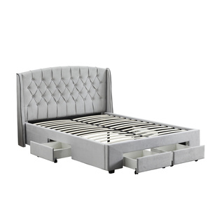 <span class=keywords><strong>Cama</strong></span> King-Size <span class=keywords><strong>de</strong></span> Diseño Moderno y Lujoso con Cabecera Acolchada, Juego <span class=keywords><strong>de</strong></span> Muebles <span class=keywords><strong>de</strong></span> Dormitorio con Cajones y Almacenamiento, Estructura <span class=keywords><strong>de</strong></span> Madera <span class=keywords><strong>de</strong></span> Lujo, Venta al Por Mayor - Product Image 1