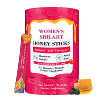 Bâtonnets de Shilajit pour femmes, formule 4-en-1, bâtonnets de Shilajit au miel avec safran pour femmes, stimulant naturel d'énergie et équilibre hormonal