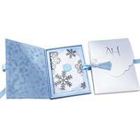 Ensemble d'invitations d'anniversaire en acrylique flocon de neige, boîte cadeau en velours, carte de fête d'hiver gaufrée à chaud