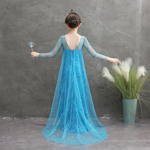 Abito da Principessa Elsa di Lusso con Paillettes in Poliestere per Bambine, Costume per <span class=keywords><strong>Cosplay</strong></span> - 2 Colori, Per Tutte le Stagioni, Feste di Compleanno e Halloween - Product Image 4