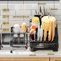 Vente chaude Anti-Rouille Double Couche Bol Rack Cuisine Comptoir Multifonctionnel De Stockage Rack