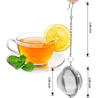 Lot de 2 infuseurs à thé en maille d'acier inoxydable de 2,1 pouces avec chaîne, accessoires pour café et thé en vrac