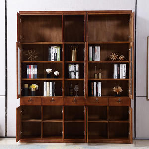Bibliothèque en bois massif à extension supérieure armoire de rangement à combinaison gratuite/étagère bibliothèque assemblée à <span class=keywords><strong>2</strong></span> portes/<span class=keywords><strong>3</strong></span> portes à extension supérieure - Product Image 2