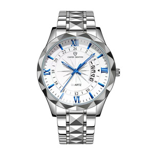 Montre à quartz Caven Denton en acier inoxydable pour homme, analogique, résistante à l'eau 3BAR, calendrier lumineux, date, fermoir caché, bracelet de 21 cm - Product Image 6