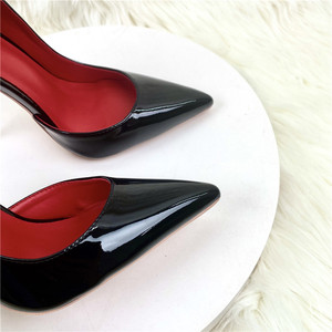 Escarpins noirs en cuir verni pour femme, à bout pointu, talons aiguilles sexy de 8 cm, 10 cm, 12 cm, personnalisables, pointures 34-45 - Product Image 3