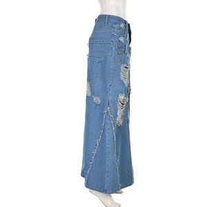 Y406023 Nouvelle <span class=keywords><strong>Jupe</strong></span> Longue <span class=keywords><strong>en</strong></span> <span class=keywords><strong>Jean</strong></span> d'Été pour Femme, Vintage, <span class=keywords><strong>Taille</strong></span> <span class=keywords><strong>Haute</strong></span>, Coupe Droite, Grande <span class=keywords><strong>Jupe</strong></span> <span class=keywords><strong>Crayon</strong></span> Trapèze - Product Image 3