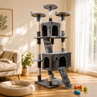 Arbre à chat en peluche design tendance, 4 niveaux, 170 cm, avec structure d'escalade et aire de jeu
