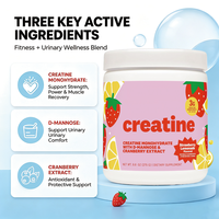 Créatine monohydrate en poudre OEM, saveur limonade à la fraise, à mélanger avec de la protéine de lactosérum en poudre pour soutenir l'entraînement en salle de sport, 275 g