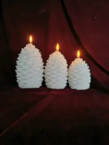 Battery Operated Candle Lights Home Decoration Battery Operated Electric Silver Metallic Pine Cone Candle Lights